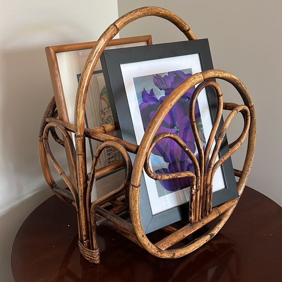 Midcentury Rattan Bamboo Magazine Rack - Picture 7 of 16